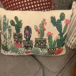 Cactus design pillow with embellishments  and beading 14” x 20”